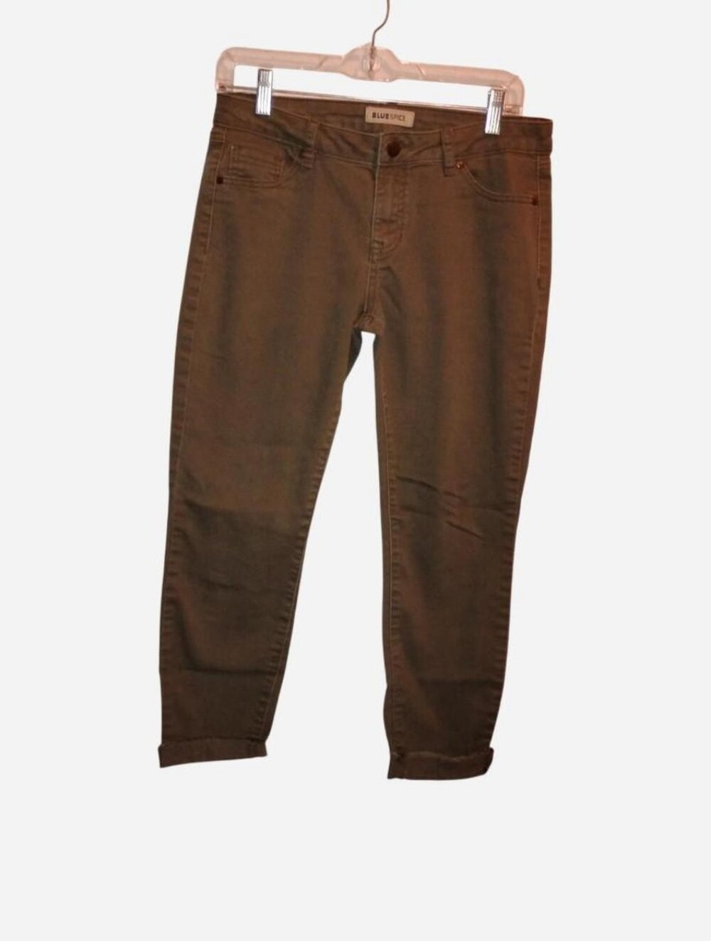 Blue Spice Olive Green Cuffed Ankle Skinny Jeans Size 9